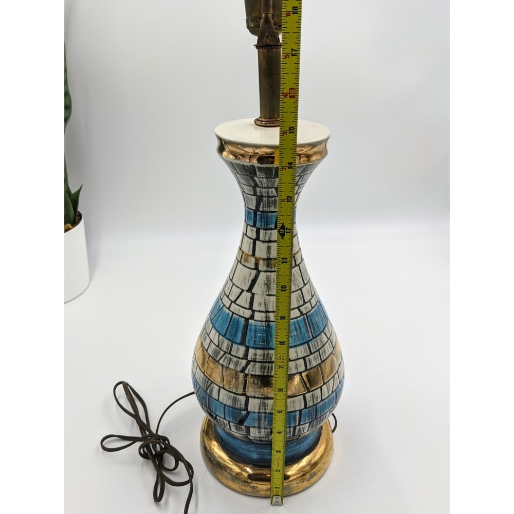 VTG Mid Century Mosaic Look Ceramic Table Lamp - Picture 7 of 8